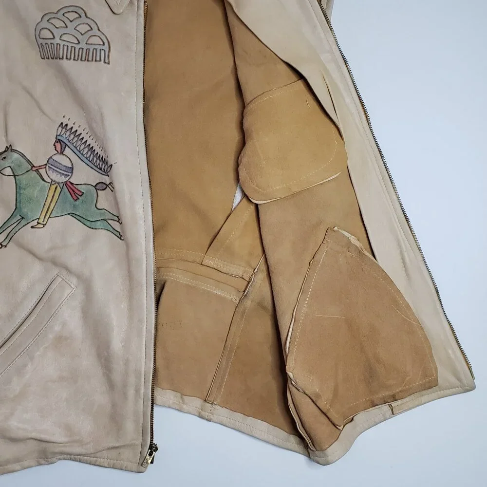 Ralph Lauren Country Polo Women Leather Vest Native American USA made 80s Vtg - Picture 11 of 16